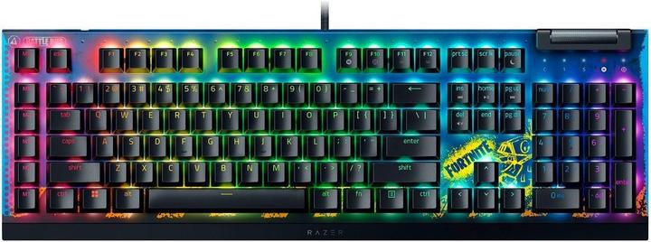 Immagine prodotto Razer BlackWidow V4 X - Fortnite Edition Mechanische Gaming-Tastatur mit RGB (Yellow Switches, 6 eig (DE, Cablato)