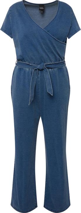 Image du produit Ulla Popken Combinaison en jean à jambes larges, col en V et manches courtes (54)