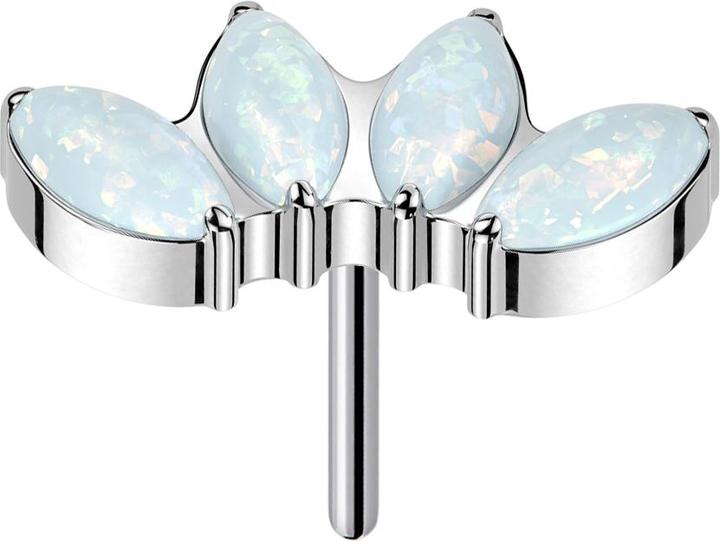 Actual product image Star Piercing Threadless silber vier Opale weiss (without brass, Titanium)