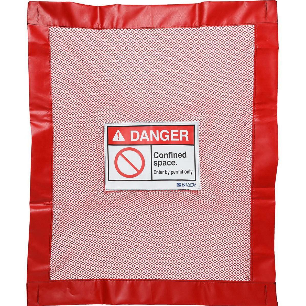 Brady, Etiketten, Verschliessbaren Schachtabdeckungen, PVC-beschichtetes Polyester, Rot, Enger Raum – L (1 Stüc