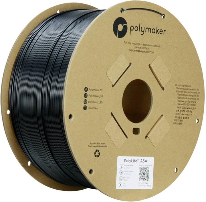 Actual product image Polymaker PolyLite ASA Black 1.75 mm 3,000 g (ASA, 1.75 mm, 3000 g)