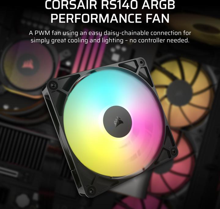 Productafbeelding Corsair RS ARGB PWM ventilator - 140 mm, zwart (140 mm, 1x)