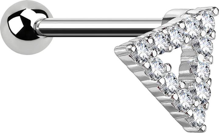 Produktbild Star Piercing Micro Barbell silber Dreieck mit Kristallen (Chirurgenstahl 316L, Messing)