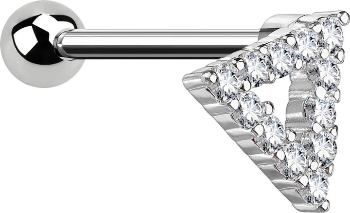 Immagine prodotto Star Piercing Micro Barbell silber Dreieck mit Kristallen (Ottone, Acciaio chirurgico 316L)