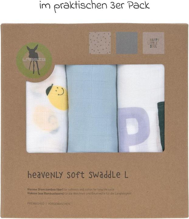 Immagine prodotto Lässig Mullwindeln & Mulltücher Mulltuch 3er Pack Heavenly Soft Swaddle L (80 cm, 80 cm)