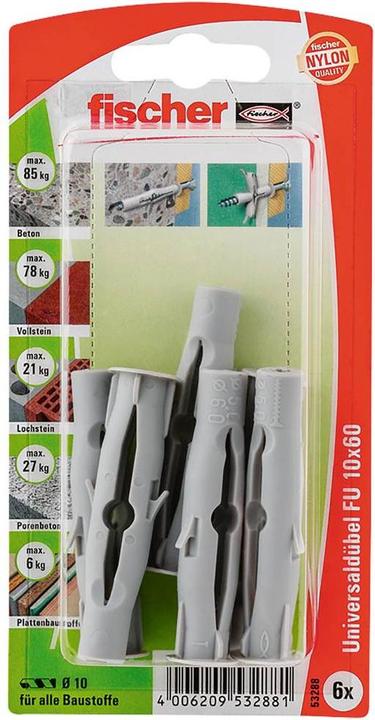 Image du produit Fischer Fisc Chevilles universelles FU 10x60 K 6 053288 (6 pcs)
