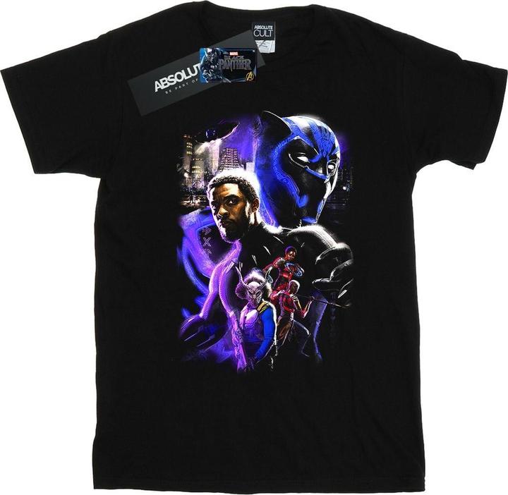 Actual product image Girls Black Panther Character Montage Cotton T-Shirt (128)
