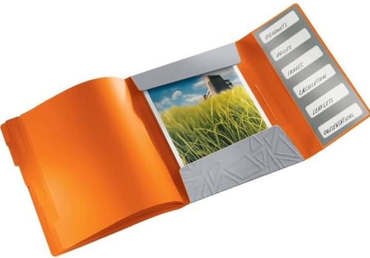 Actual product image Leitz Urban Chic folder, DIN A4, PP, 6 compartments, grey duo-look, with embossed pattern, with 3 slides (A4, 1x)