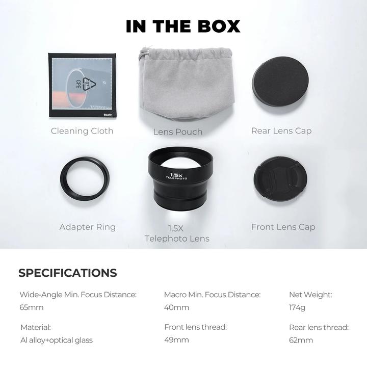 Image du produit Freewell FW-FU-XTP-B Fuji X100VI/X100V 1.6x Telephoto Lens Black