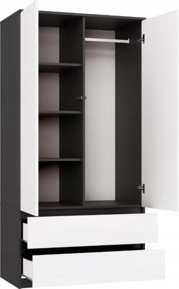 Produktbild Topeshop Schrank MALWA SS-90 anthrazit/weiss (90 x 50 x 180 cm)