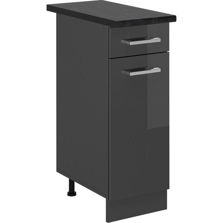 Vicco, Regal, Küchenunterschrank R-Line, Anthrazit Hochglanz/Anthrazit, 30 cm, AP Anthrazit