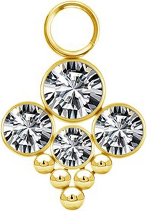 Image du produit Star Piercing Anhänger vergoldet vier Kristalle silber mit fünf Kugeln (sans laiton, Acier chirurgical 316L)