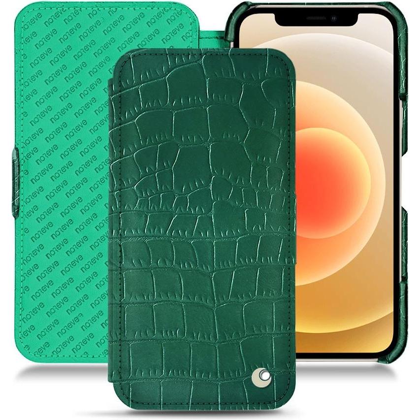 Noreve Lederschutzhülle horizontal (Apple iPhone 12 mini), Smartphone Hülle, Grün
