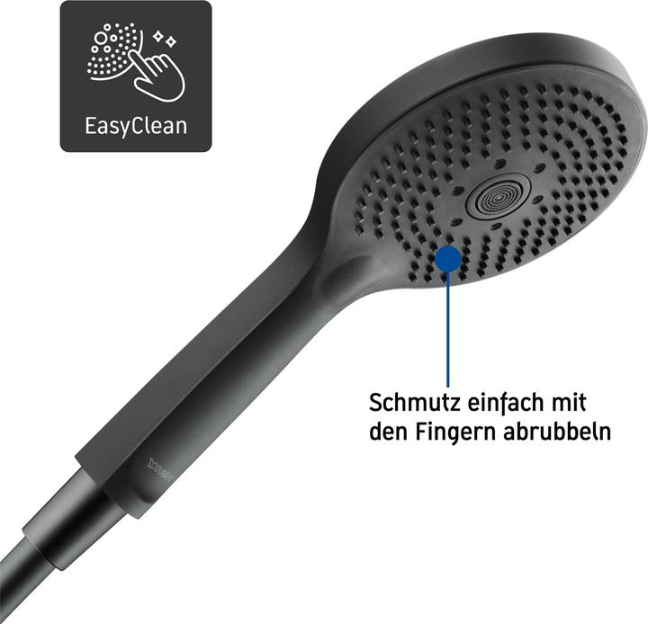 Produktbild Duravit Handbrause 120, 3 jet, Click! schwarz matt (3 Strahlarten, 14 l/min)