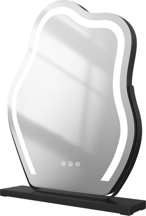 Produktbild Emke Wellen-Design Kosmetikspiegel mit Beleuchtung, 3 Farbtemperatur Licht, 58*45cm, Schwarz