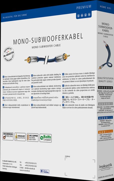 Produktbild Inakustik Premium Mono-Subwooferkabel (2 m, Cinch)