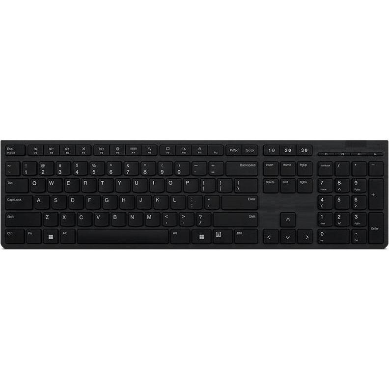 Lenovo Professional Wireless Rechargeable Keyboard-US Euro (Eng. Int., Kabellos), Tastatur, Grau