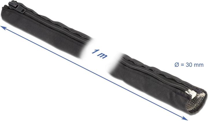 Image du produit Delock Gaine tressée CEM avec fermeture éclair résistante à la chaleur 1 m x 30 mm noir (Gaines pour câbles, 100 cm)
