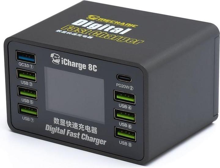 Actual product image Kaku Consumables! Mechanic MECHANIC iCharge 8C 8-Port DC Power Supply PD QC3.0 (50 W, 8 ports)