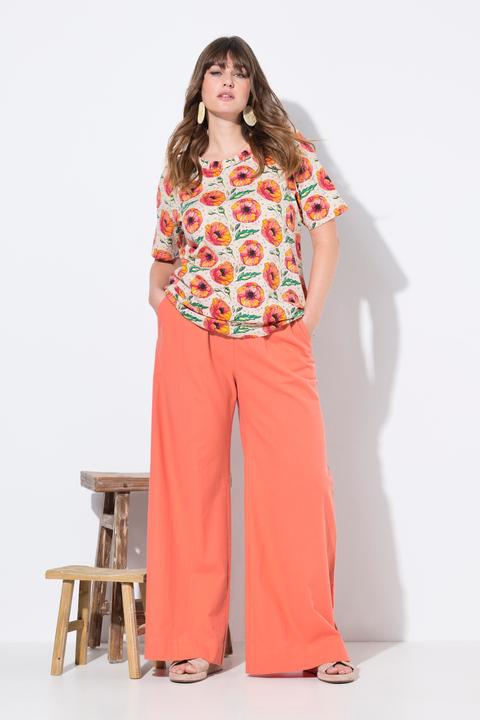 Immagine prodotto Ulla Popken Pantaloni a palazzo in lino misto con cintura elastica e taglio della gamba ampio (42, 44)