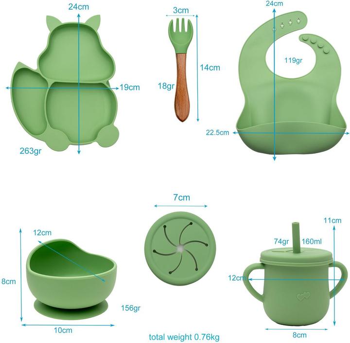 Produktbild Intirilife Baby Geschirr Set mit Lätzchen (8tlg.)