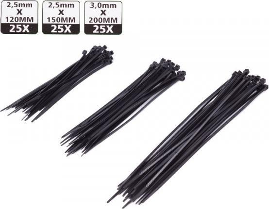 Actual product image ProPlus Cable ties / 75 pieces in 3 sizes black (Plastic cable ties, 120 mm, 75 pcs.)