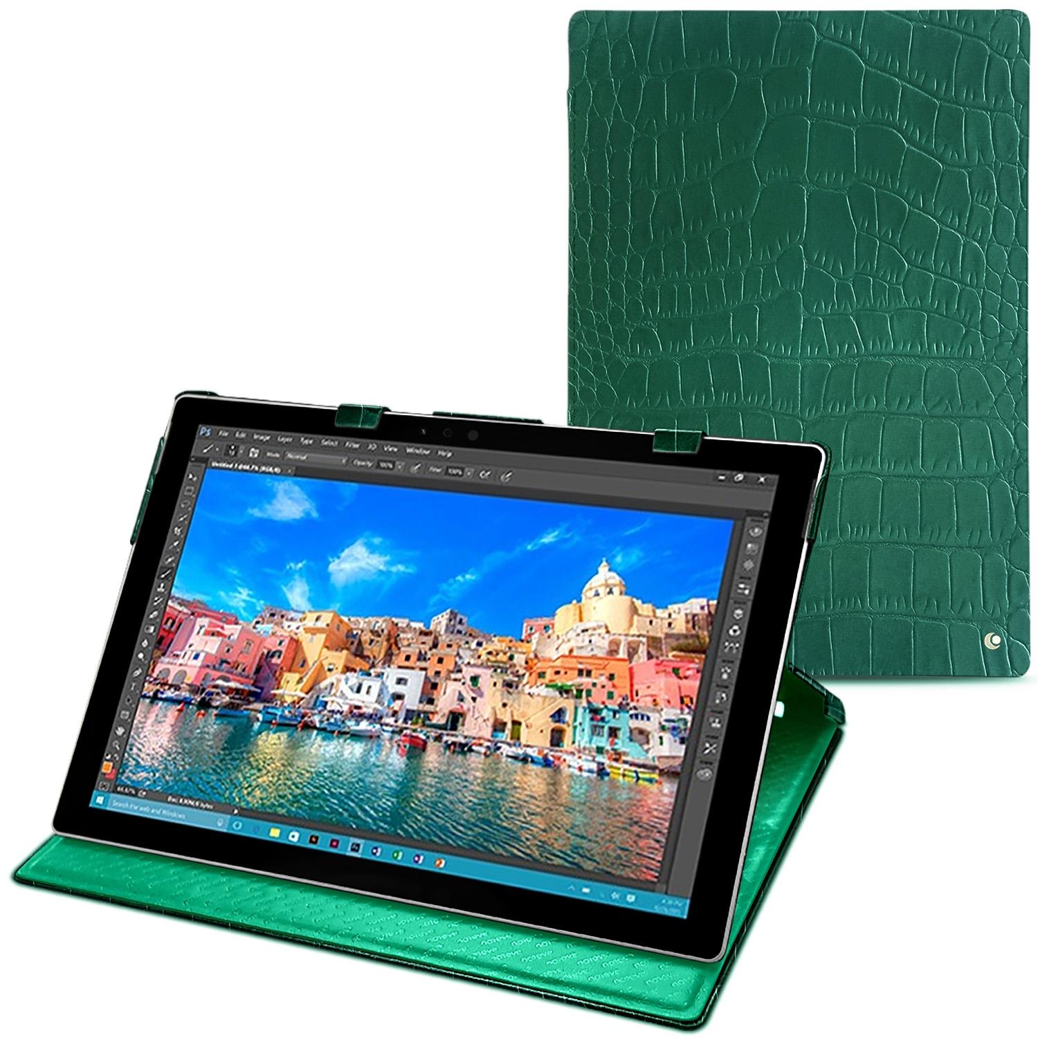 Thumbnail - Noreve Lederschutzhülle vertikal (Microsoft Surface Pro 4), Tablet Hülle, Grün