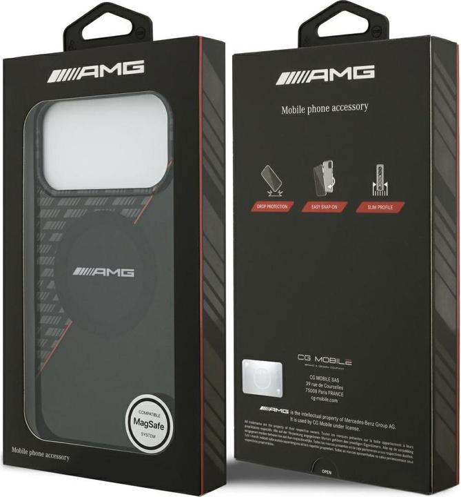 Actual product image Mercedes Case AMG Double Layer Transparent Rhombs MagSafe for iPhone 17 Pro Max black-red (Apple iPhone 17 Pro Max)