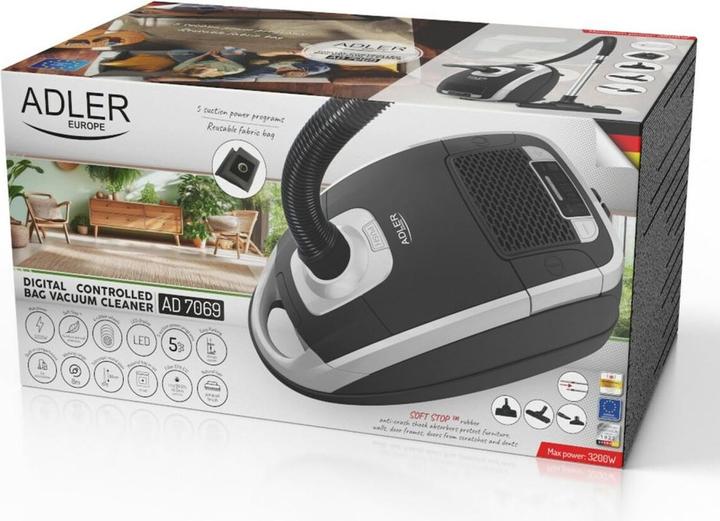 Actual product image Adler Vacuum cleaner Vacuum Cleaner | AD 7069 | Bagged | Power 3200 W | Dust capacity 3.5 L | Black