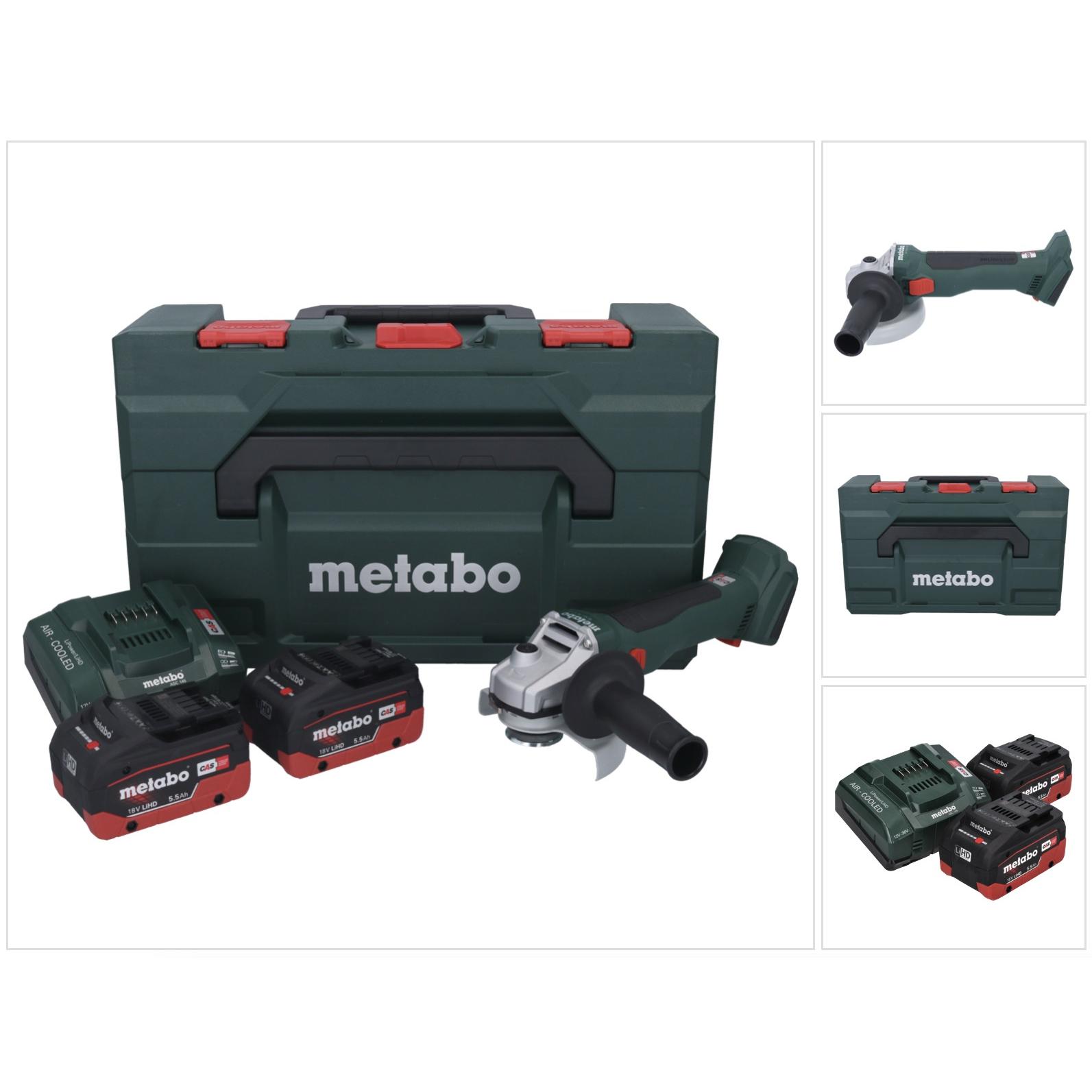 Metabo, Winkelschleifer, W 18 L BL 9-125 Akku Winkelschleifer 18 V 125 mm Brushless + 2x Akku 5,5 Ah + LadegerÃ¤t + m (1...
