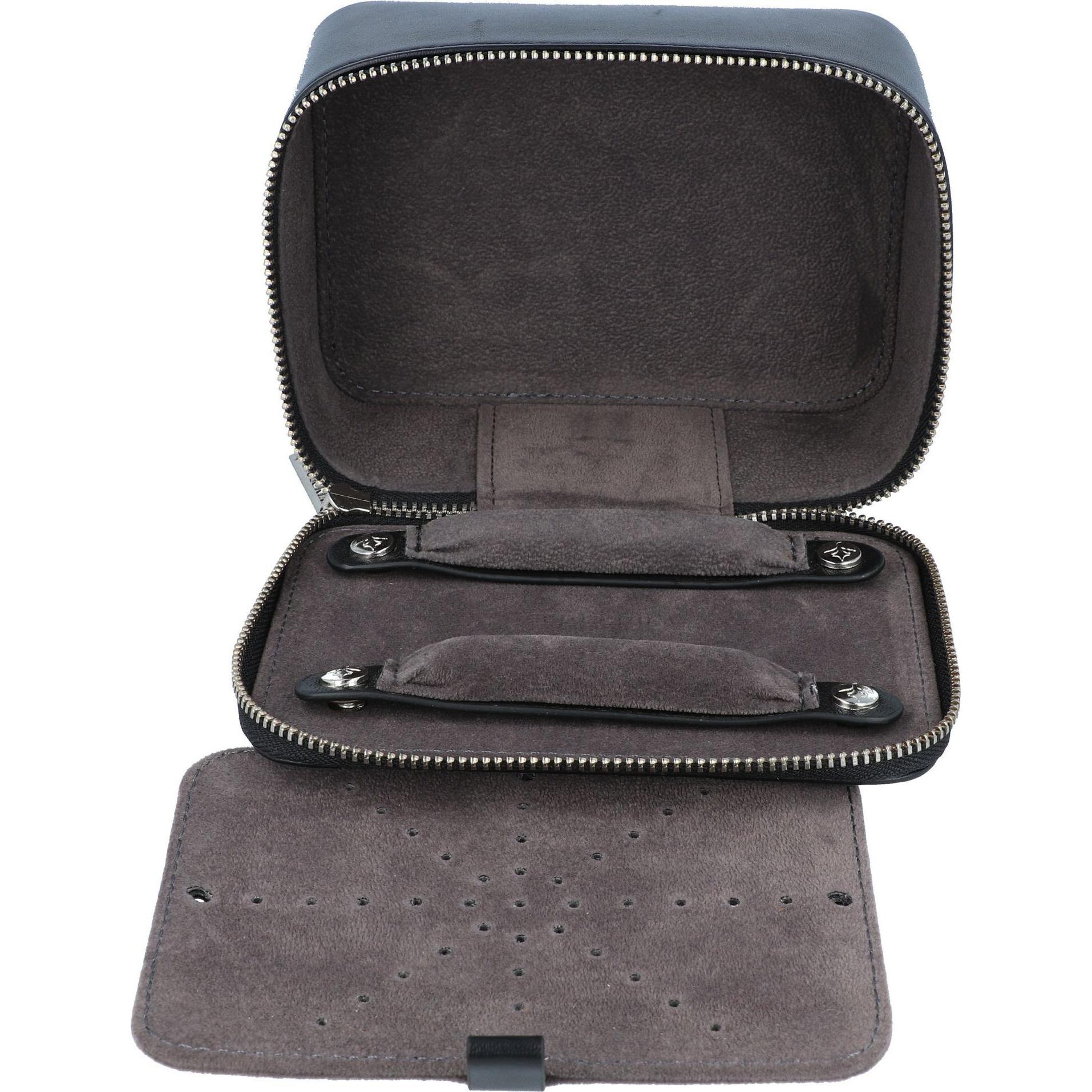 Thumbnail - Windrose, Uhrenbox + Schmuckaufbewahrung, Basic Collection Nappa Schmucketui Leder 14 cm, Schwarz