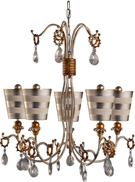 Immagine prodotto Elstead Lighting Lampadario Tivoli E27 5 pieghe argento e patina crema (76.20 cm)