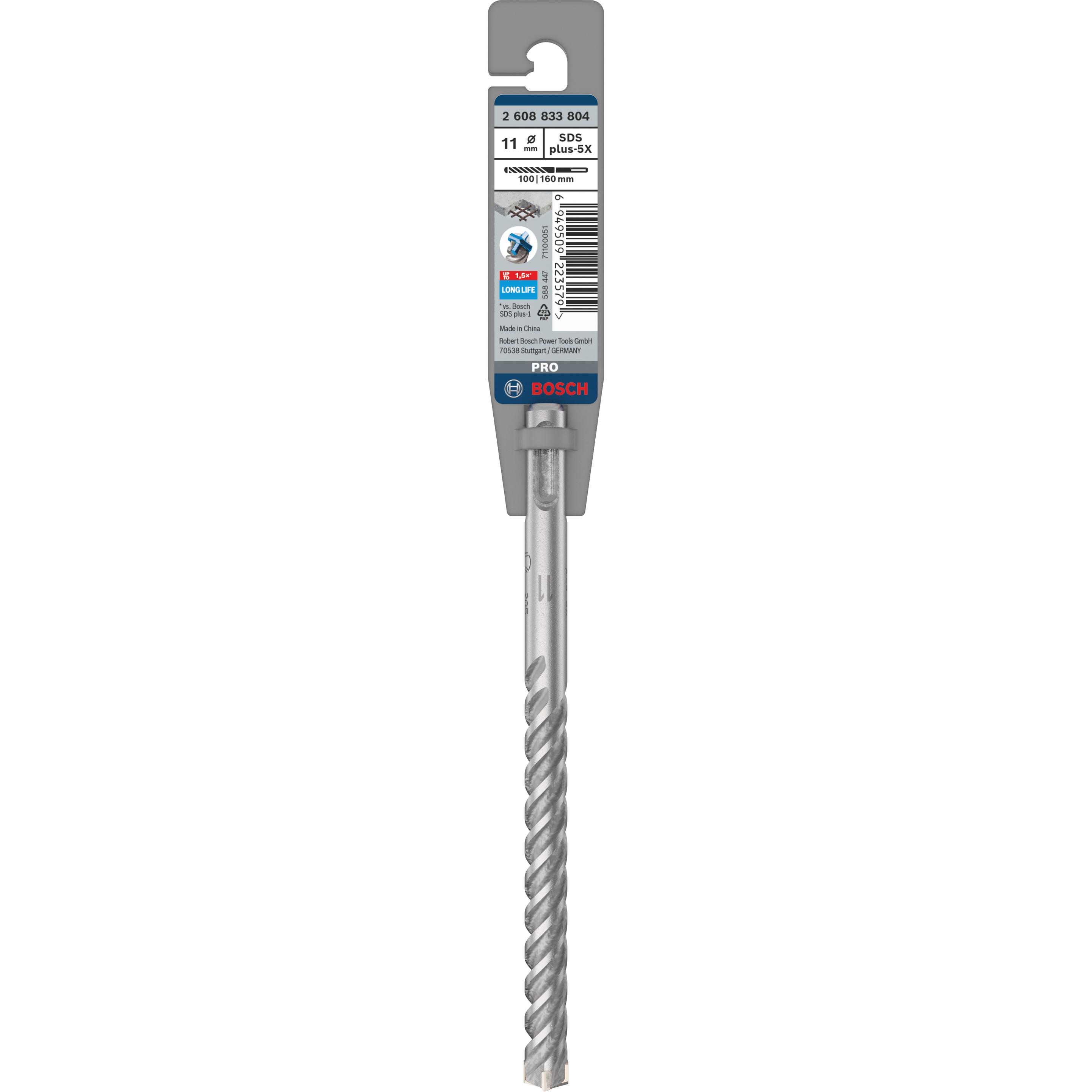 Thumbnail - Bosch Professional Zubehör, Bohrereinsatz, PRO SDS plus-5X Hammerbohrer, 11 x 100 x 160 mm (11 Millimeter)