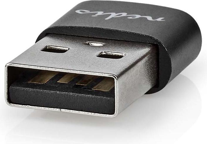 Actual product image Nedis USB-A adapter | USB 2.0 | USB-A male | USB-C™ female | 480 Mbps | Round | Nickel-plated | Weak (USB-A, 2.10 cm)