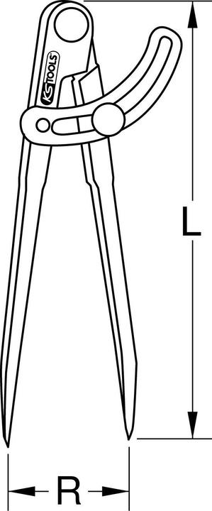 Image du produit KS Tools Compas à pointes sèches, avec arc de réglage, rayon 300 mm.