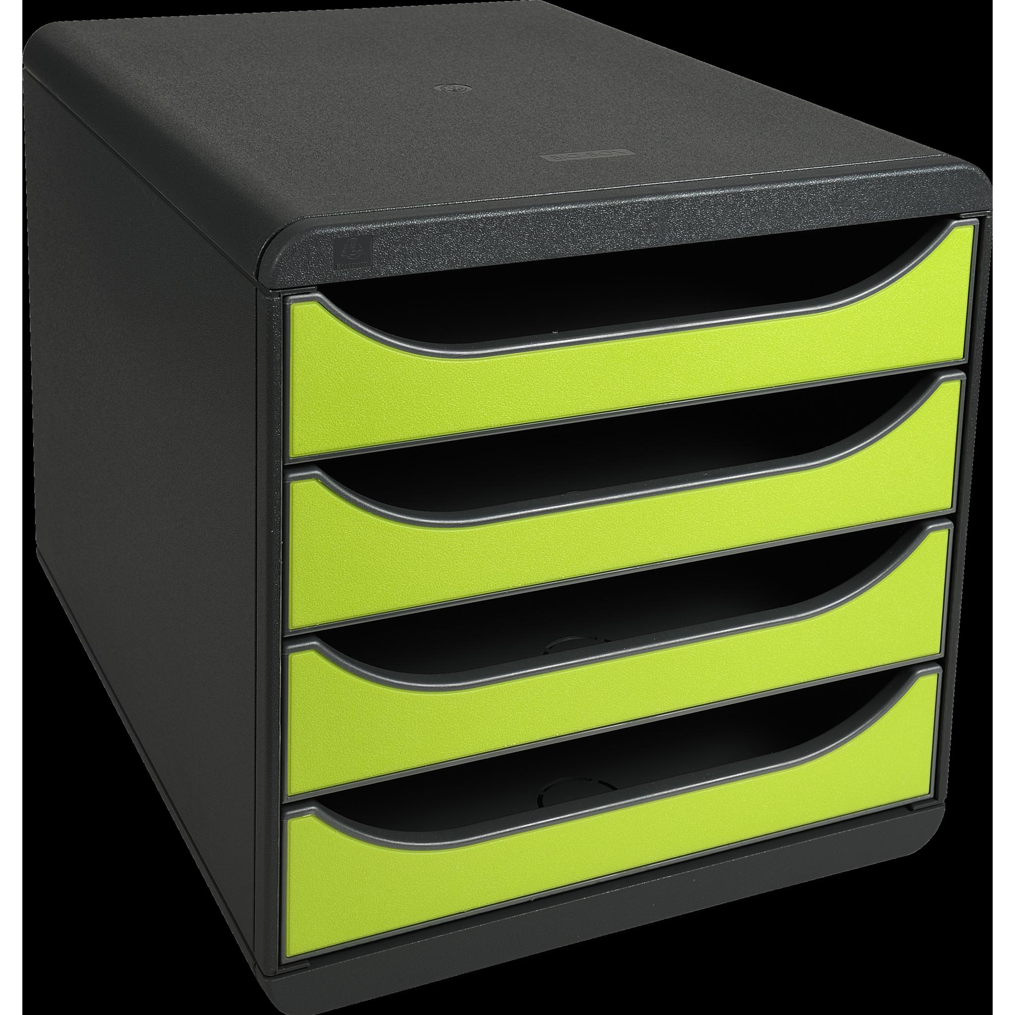 Exacompta, Dokumentenablage, Schubladenbox Big Box 4 Schubladen, Schwarz / Anisgrün (A4+)