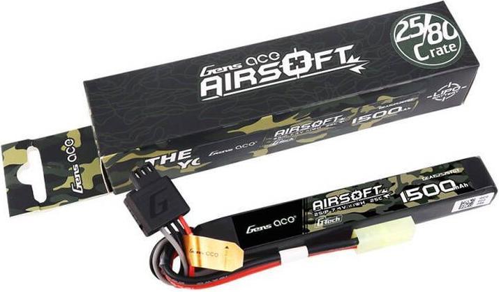 Image du produit Gens Ace G-Tech 25C 1500mAh 2S1P 7.4V Airsoft Gun Lipo Battery with mini Tamiya Plug (7.40 V, 1500 mAh)
