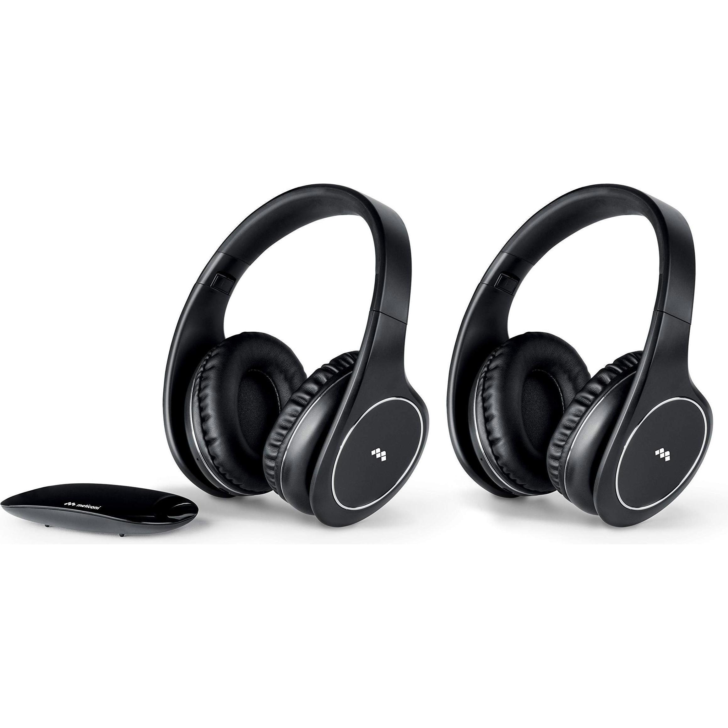 Meliconi 2 x kabellose Stereo-TV-Headsets (8 h, Kabelgebunden), Kopfhörer, Schwarz