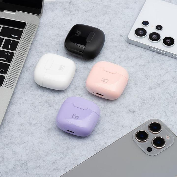 Actual product image BlueStar Wireless headphones Blue Star Wireless earphones bluetooth TWS F17 Purple (5 h, Wireless)