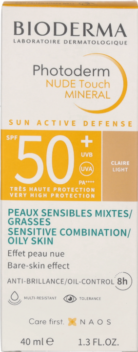 Immagine prodotto Bioderma Photoderm Nude Touch Mineral SPF50+ claire (Crema solare viso, SPF 50, 40 ml)