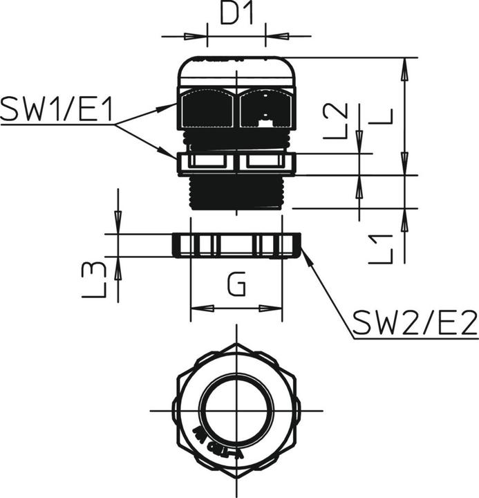 Actual product image OBO Bettermann Vertr screw connection with lock nut V-TEC PG42+ L