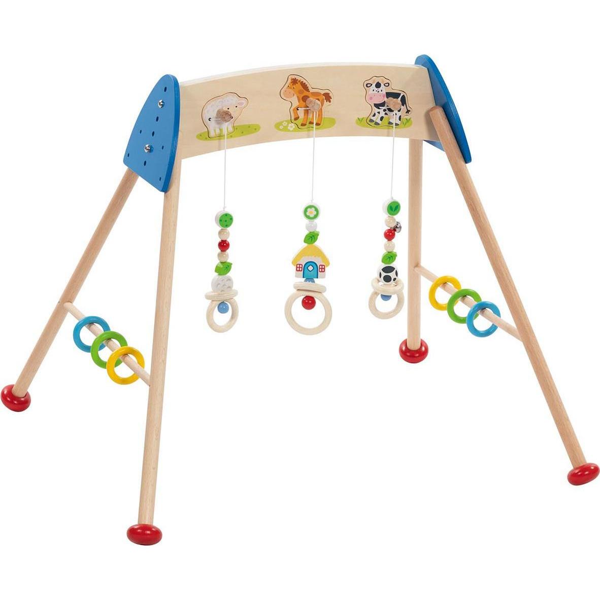 Goki, Krabbeldecke + Spielbogen, Baby-Fit Tierstimmen Bauernhof, Greif- und Spieltrainer
