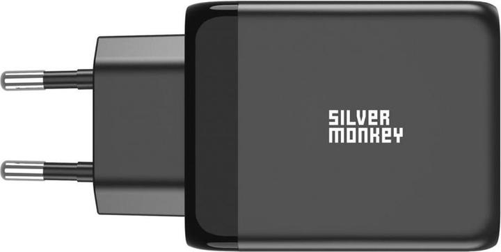 Produktbild Silver Monkey GaN 65W Wandladegerät 2x USB-C PD 1x USB-A QC 3.0 – Schwarz (65 W)