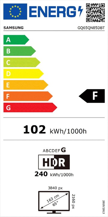 Energie-Label Samsung GQ65QN85DBT (65", QN85D, NeoQLED, 4K, 2024)