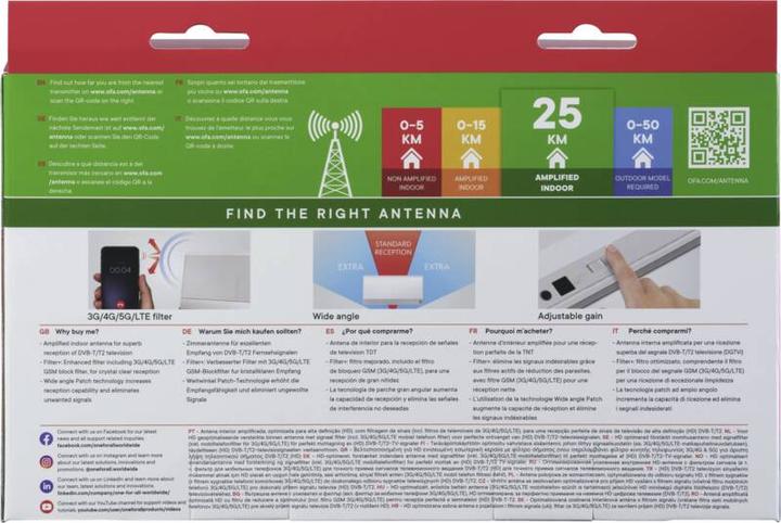 Image du produit One for All DVB-T2 Alu STAND Antenne 5G blanche (Antenne d'intérieur, DVB-T / -T2)