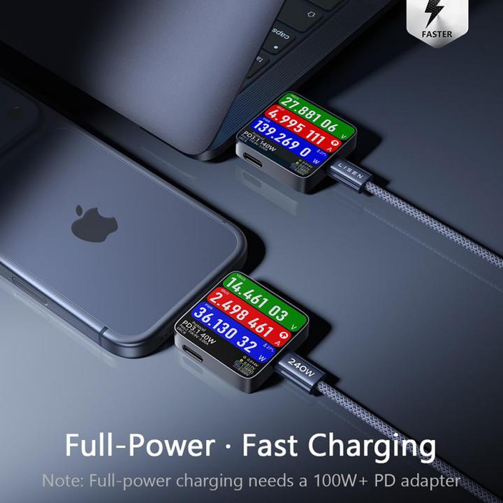 Produktbild Lisen - Data Cable (YL0123070023) - Type-C to Type-C, 240W, Nylon-Braided - Black (2 m, 240 W)