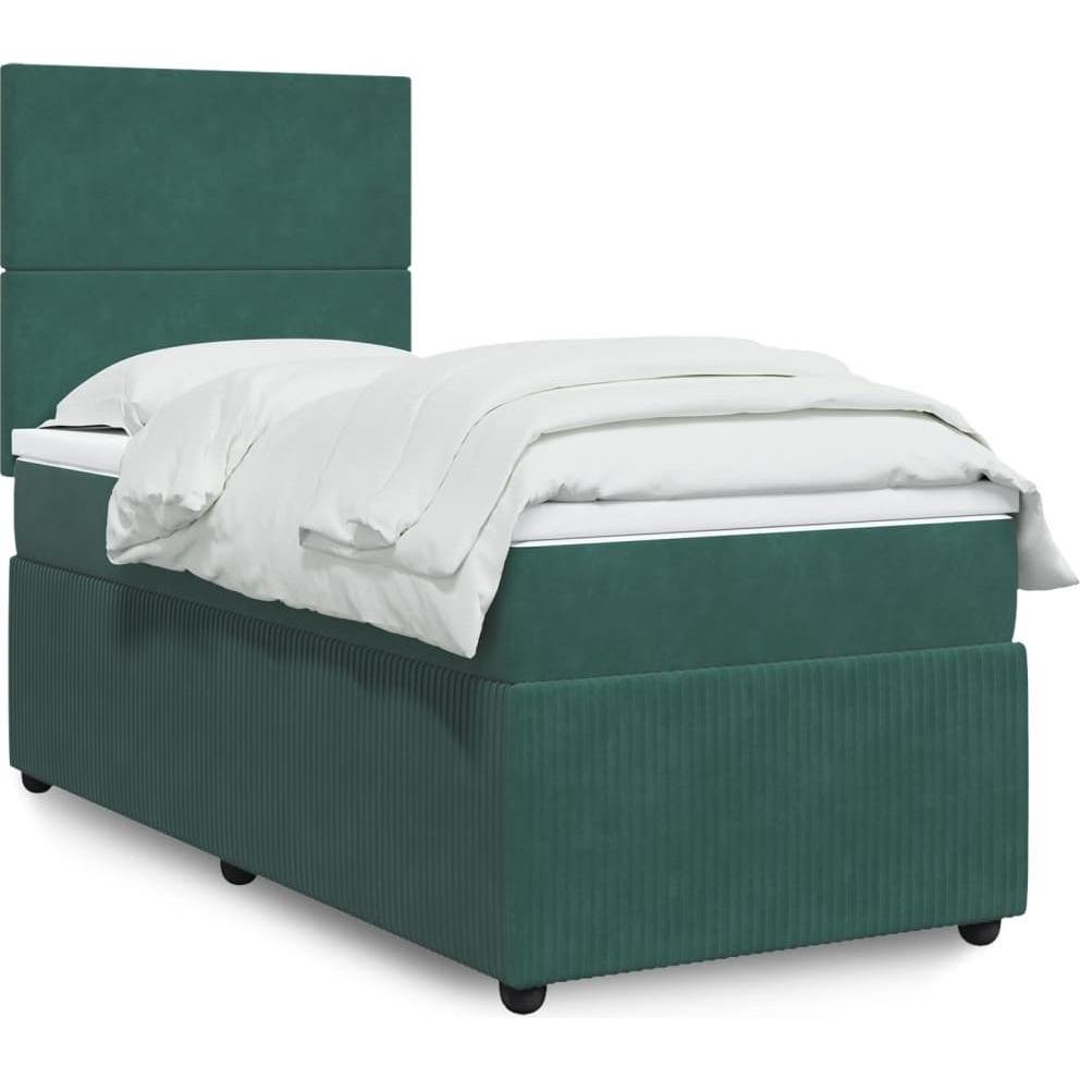 VidaXL, Bett, Boxspringbett Polsterbett Bett mit Matratze Dunkelgrün 90x200cm Samt (90 x 200 cm)