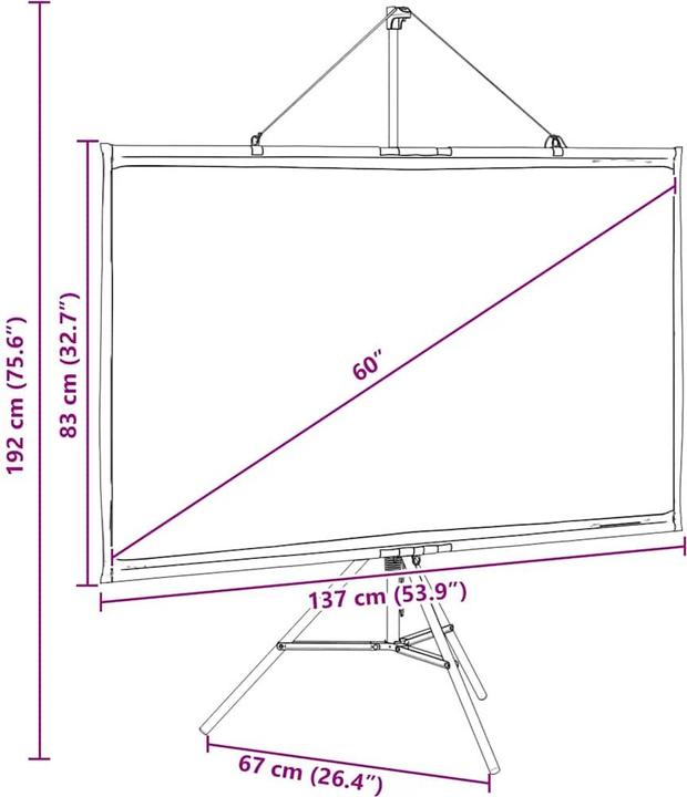 Produktbild VidaXL Beamer Leinwand mit Stativ 60 Zoll 16:9 Projektionswand Leinwand (60", 16:9)