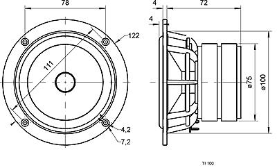 Actual product image Visaton TI 100 bass-midrange driver, 8 Ohm