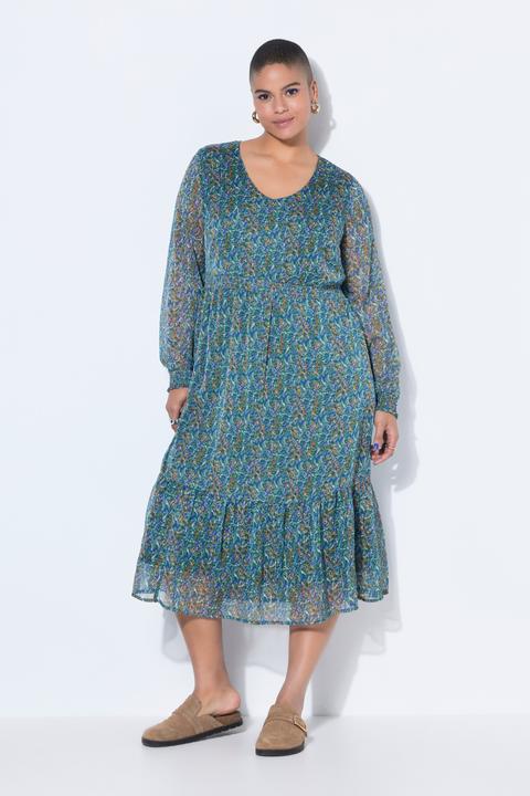 Produktbild Studio Untold Maxikleid, A-Line, Print mit Glitzerfäden, Saumvolant (54, 56)